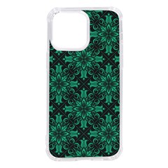 Green Damask Pattern Vintage Floral Pattern, Green Vintage Iphone 14 Pro Max Tpu Uv Print Case by nateshop