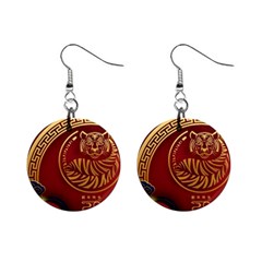 Holiday, Chinese New Year, Year Of The Tiger Mini Button Earrings by nateshop