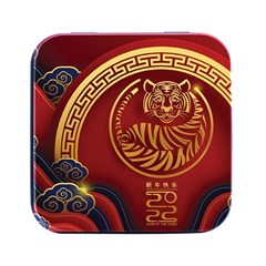 Holiday, Chinese New Year, Year Of The Tiger Square Metal Box (black)