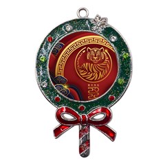 Holiday, Chinese New Year, Year Of The Tiger Metal X mas Lollipop With Crystal Ornament by nateshop