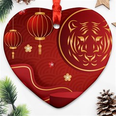 Holiday, Chinese New Year, Heart Ornament (two Sides) by nateshop