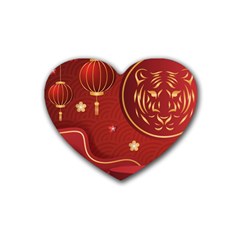 Holiday, Chinese New Year, Rubber Heart Coaster (4 Pack) by nateshop