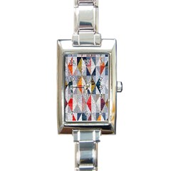 Mosaic, Colorful, Rhombuses, Pattern, Geometry Rectangle Italian Charm Watch