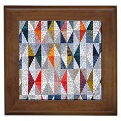 Mosaic, Colorful, Rhombuses, Pattern, Geometry Framed Tile by nateshop