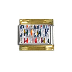 Mosaic, Colorful, Rhombuses, Pattern, Geometry Gold Trim Italian Charm (9mm) by nateshop