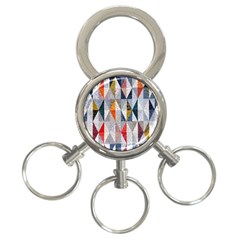 Mosaic, Colorful, Rhombuses, Pattern, Geometry 3-ring Key Chain by nateshop