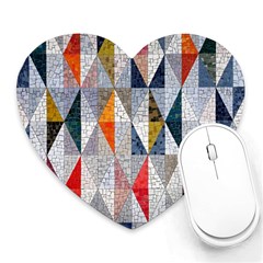 Mosaic, Colorful, Rhombuses, Pattern, Geometry Heart Mousepad