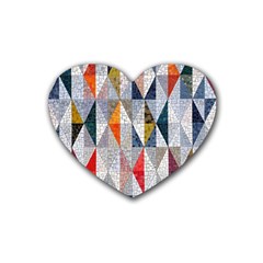 Mosaic, Colorful, Rhombuses, Pattern, Geometry Rubber Heart Coaster (4 pack)