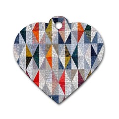 Mosaic, Colorful, Rhombuses, Pattern, Geometry Dog Tag Heart (One Side)