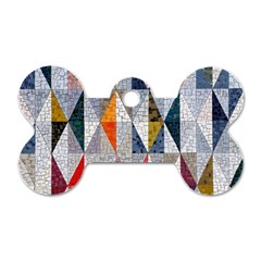 Mosaic, Colorful, Rhombuses, Pattern, Geometry Dog Tag Bone (Two Sides)