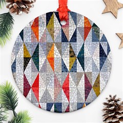 Mosaic, Colorful, Rhombuses, Pattern, Geometry Round Ornament (two Sides) by nateshop