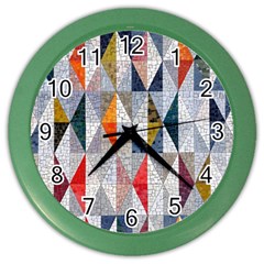 Mosaic, Colorful, Rhombuses, Pattern, Geometry Color Wall Clock by nateshop