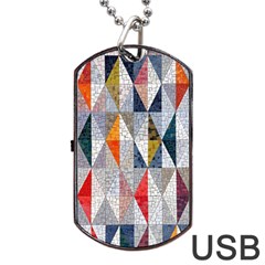 Mosaic, Colorful, Rhombuses, Pattern, Geometry Dog Tag Usb Flash (two Sides) by nateshop