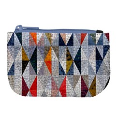 Mosaic, Colorful, Rhombuses, Pattern, Geometry Large Coin Purse by nateshop