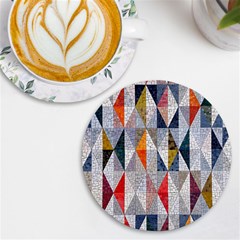 Mosaic, Colorful, Rhombuses, Pattern, Geometry UV Print Round Tile Coaster