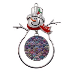 Texture, Pattern, Abstract Metal Snowman Ornament by nateshop