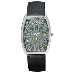 Tile, Geometry, Pattern, Points, Abstraction Barrel Style Metal Watch by nateshop