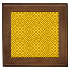 Yellow Floral Pattern Vintage Pattern, Yellow Background Framed Tile by nateshop