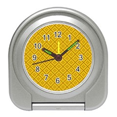 Yellow Floral Pattern Vintage Pattern, Yellow Background Travel Alarm Clock by nateshop