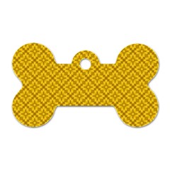 Yellow Floral Pattern Vintage Pattern, Yellow Background Dog Tag Bone (two Sides) by nateshop