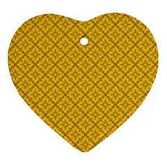 Yellow Floral Pattern Vintage Pattern, Yellow Background Heart Ornament (two Sides)