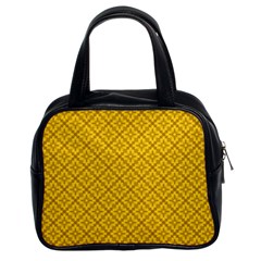 Yellow Floral Pattern Vintage Pattern, Yellow Background Classic Handbag (two Sides)