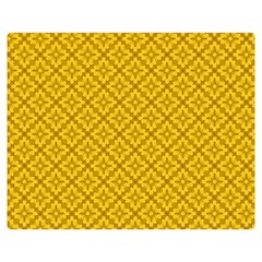 Yellow Floral Pattern Vintage Pattern, Yellow Background Two Sides Premium Plush Fleece Blanket (medium) by nateshop