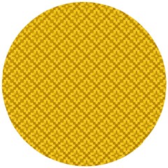 Yellow Floral Pattern Vintage Pattern, Yellow Background Wooden Puzzle Round by nateshop