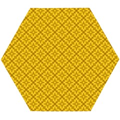 Yellow Floral Pattern Vintage Pattern, Yellow Background Wooden Puzzle Hexagon by nateshop