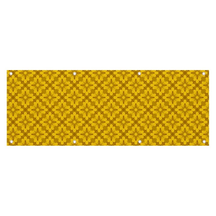 Yellow Floral Pattern Vintage Pattern, Yellow Background Banner and Sign 8  x 3 