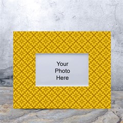 Yellow Floral Pattern Vintage Pattern, Yellow Background White Tabletop Photo Frame 4 x6 