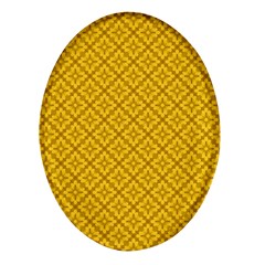 Yellow Floral Pattern Vintage Pattern, Yellow Background Oval Glass Fridge Magnet (4 Pack) by nateshop