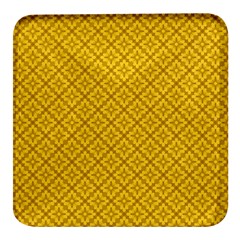 Yellow Floral Pattern Vintage Pattern, Yellow Background Square Glass Fridge Magnet (4 Pack) by nateshop