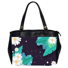 Leaves Flowers Border Frame Floral Oversize Office Handbag (2 Sides) by Grandong