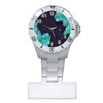 Leaves Flowers Border Frame Floral Plastic Nurses Watch Front