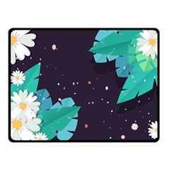 Leaves Flowers Border Frame Floral Two Sides Fleece Blanket (small) by Grandong