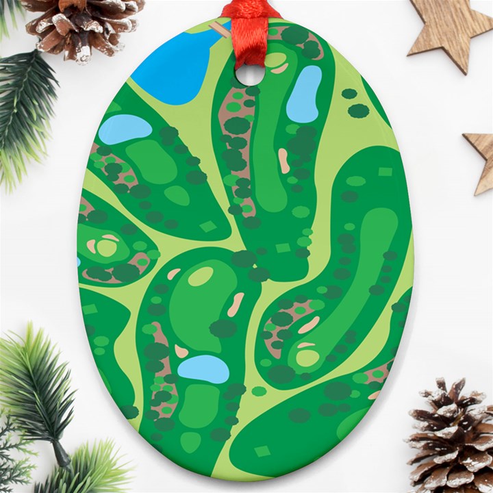 Golf Course Par Golf Course Green Ornament (Oval)