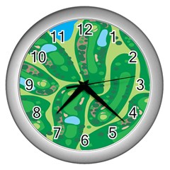 Golf Course Par Golf Course Green Wall Clock (silver) by Grandong