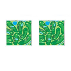 Golf Course Par Golf Course Green Cufflinks (square) by Grandong