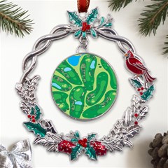 Golf Course Par Golf Course Green Metal X mas Wreath Holly Leaf Ornament by Grandong