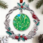 Golf Course Par Golf Course Green Metal X mas Wreath Holly leaf Ornament Front