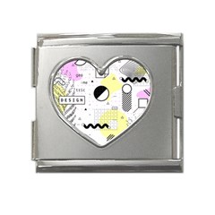 Graphic Design Geometric Background Mega Link Heart Italian Charm (18mm) by Grandong