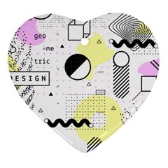 Graphic Design Geometric Background Heart Ornament (two Sides) by Grandong