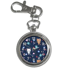 Cute Astronaut Cat With Star Galaxy Elements Seamless Pattern Key Chain Watches by Grandong