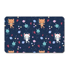 Cute Astronaut Cat With Star Galaxy Elements Seamless Pattern Magnet (rectangular) by Grandong