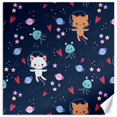 Cute Astronaut Cat With Star Galaxy Elements Seamless Pattern Canvas 16  X 16  by Grandong