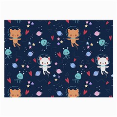 Cute Astronaut Cat With Star Galaxy Elements Seamless Pattern Large Glasses Cloth (2 Sides) by Grandong