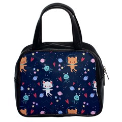 Cute Astronaut Cat With Star Galaxy Elements Seamless Pattern Classic Handbag (two Sides) by Grandong