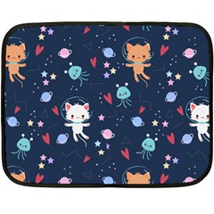 Cute Astronaut Cat With Star Galaxy Elements Seamless Pattern Fleece Blanket (mini) by Grandong