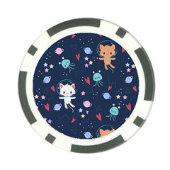 Cute Astronaut Cat With Star Galaxy Elements Seamless Pattern Poker Chip Card Guard (10 Pack) by Grandong